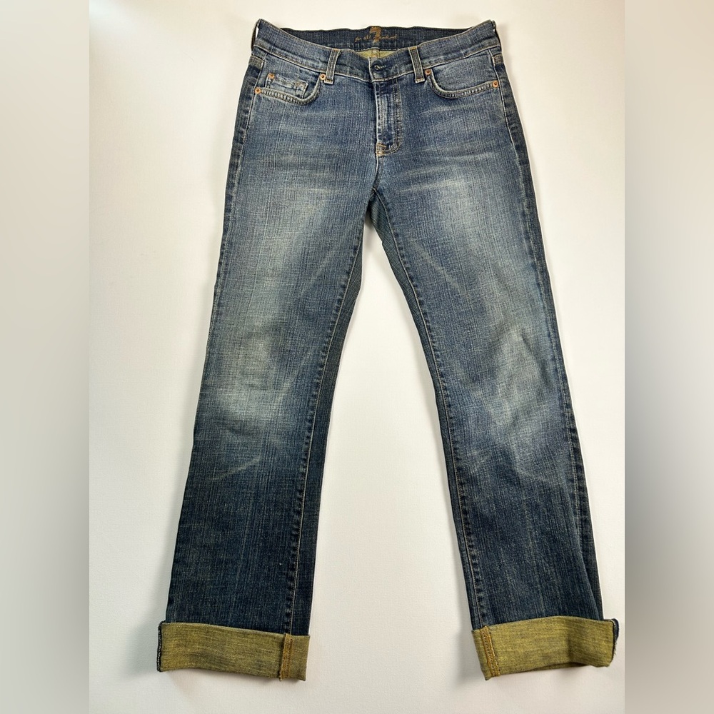 7 For All Mankind Men's Faded Blue Bootcut Jeans